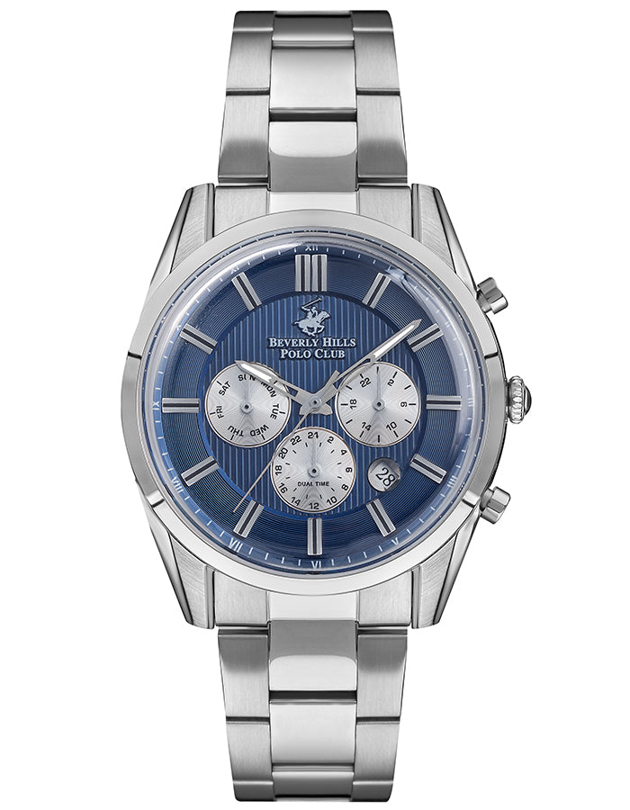 BEVERLY HILLS POLO CLUB Men's Multi Function Blue Sunray Dial Watch - Premium  from shopiqat - Just $35.900! Shop now at shopiqat