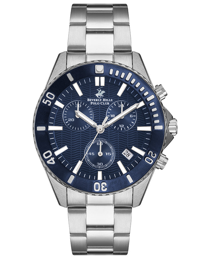 BEVERLY HILLS POLO CLUB Men's Multi Function Dark Blue Sunray Dial Watch - Premium  from shopiqat - Just $43.900! Shop now at shopiqat