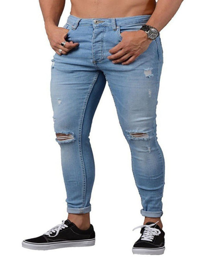 SHOPIQAT Men's Fashion Frayed Slim Fit Long Jeans - Premium  from shopiqat - Just $10.600! Shop now at shopiqat