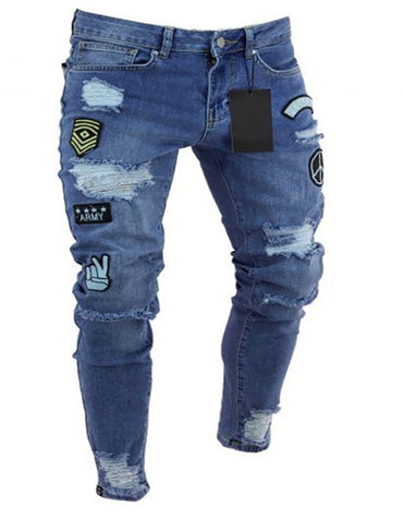 SHOPIQAT Men's Fashion Frayed Slim Fit Long Jeans - Premium  from shopiqat - Just $11.250! Shop now at shopiqat