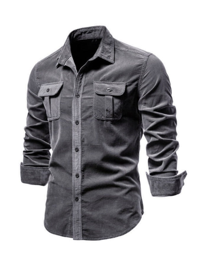 SHOPIQAT Men's Corduroy Slim-Fit Casual Long-Sleeve Shirt - Premium  from shopiqat - Just $8.900! Shop now at shopiqat