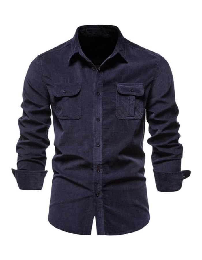 SHOPIQAT Men's Corduroy Slim-Fit Casual Long-Sleeve Shirt - Premium  from shopiqat - Just $8.900! Shop now at shopiqat