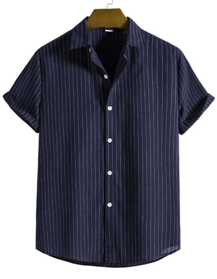 SHOPIQAT Men's Fashion Trend Casual Striped Short Sleeve Shirt - Premium  from shopiqat - Just $5.990! Shop now at shopiqat