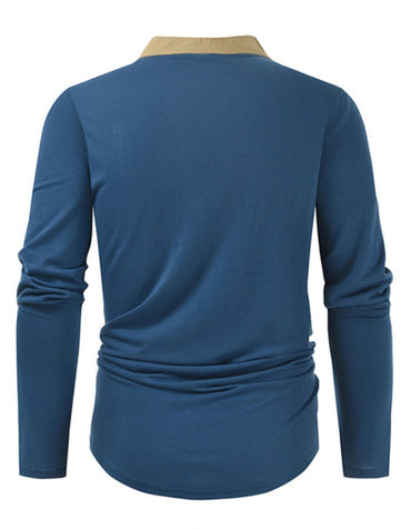 SHOPIQAT Men's New Outdoor Tactical Zipper Colourblock Henley Collar Long Sleeve T-Shirt - Premium  from shopiqat - Just $8.750! Shop now at shopiqat
