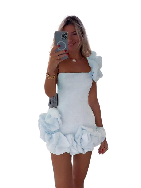SHOPIQAT Women's Dress Ruffled Bud Waist Slim Dress One Shoulder Tube Top Package Hip Skirt - Premium  from shopiqat - Just $11.150! Shop now at shopiqat