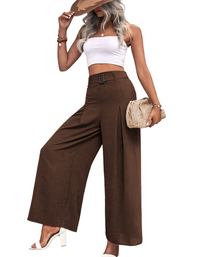 SHOPIQAT Women's Summer High Waist Wide Leg Casual Pants with Belt - Premium  from shopiqat - Just $9.900! Shop now at shopiqat