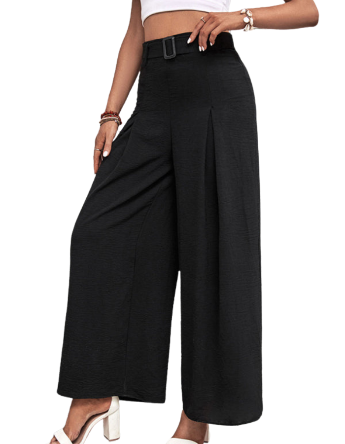 SHOPIQAT Women's Summer High Waist Wide Leg Casual Pants with Belt - Premium  from shopiqat - Just $9.900! Shop now at shopiqat