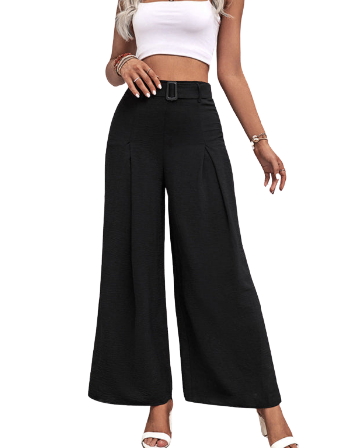 SHOPIQAT Women's Summer High Waist Wide Leg Casual Pants with Belt - Premium  from shopiqat - Just $9.900! Shop now at shopiqat