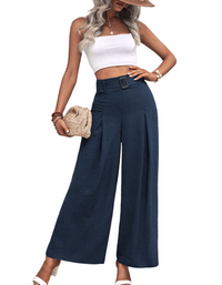 SHOPIQAT Women's Summer High Waist Wide Leg Casual Pants with Belt - Premium  from shopiqat - Just $9.900! Shop now at shopiqat