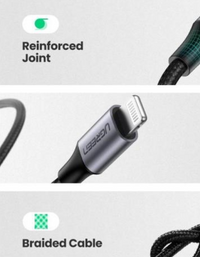 Ugreen ALU Case Braided Lightning Cable 2m - Black