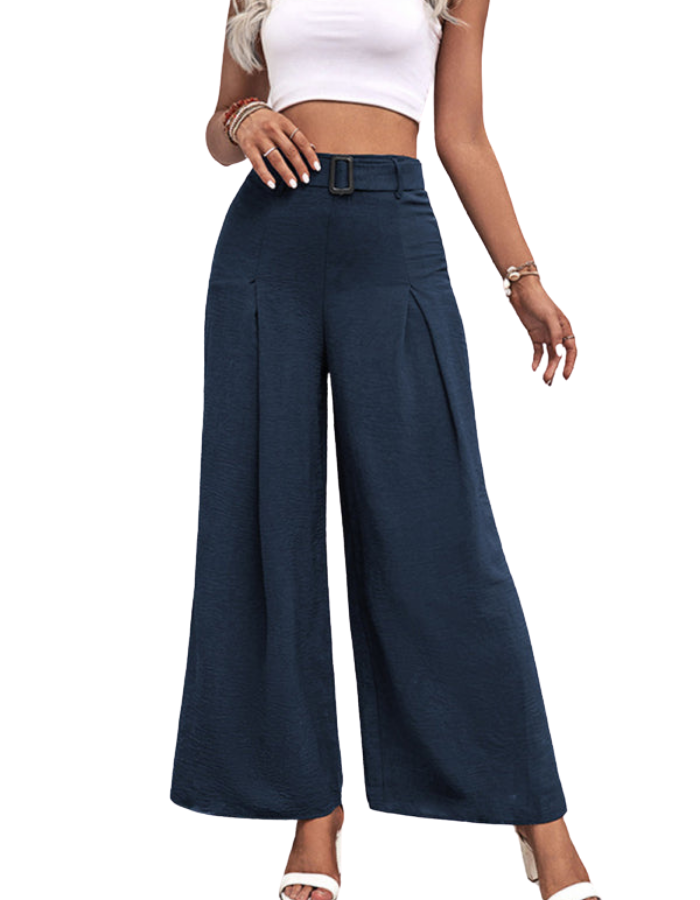 SHOPIQAT Women's Summer High Waist Wide Leg Casual Pants with Belt - Premium  from shopiqat - Just $9.900! Shop now at shopiqat