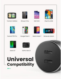 Ugreen USB C Car Charger Aluminum 40W Dual Fast Charge