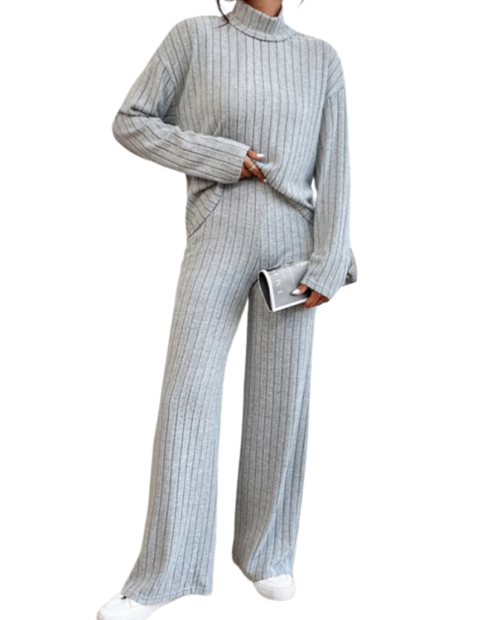 SHOPIQAT Casual High Collar Knitted Long Sleeve Women's Knitted Two-Piece Set - Premium  from kakaclo - Just $11.900! Shop now at shopiqat