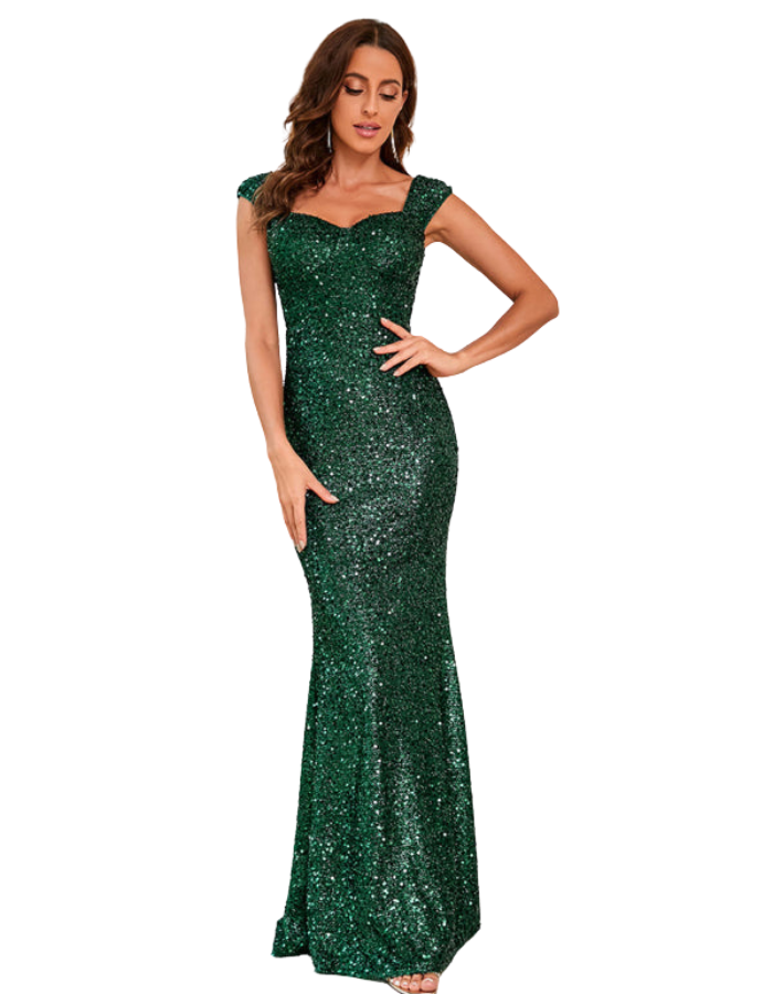 SHOPIQAT Woman's Sequin Temperament Green Sling Mid Waist Party Long Floor Dress - Premium  from shopiqat - Just $17.900! Shop now at shopiqat