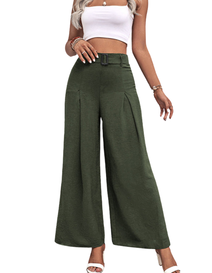 SHOPIQAT Women's Summer High Waist Wide Leg Casual Pants with Belt - Premium  from shopiqat - Just $9.900! Shop now at shopiqat