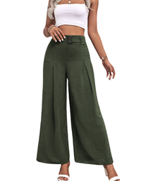 SHOPIQAT Women's Summer High Waist Wide Leg Casual Pants with Belt - Premium  from shopiqat - Just $9.900! Shop now at shopiqat