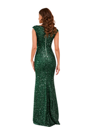 SHOPIQAT Woman's Sequin Temperament Green Sling Mid Waist Party Long Floor Dress - Premium  from shopiqat - Just $17.900! Shop now at shopiqat