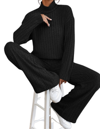 SHOPIQAT Casual High Collar Knitted Long Sleeve Women's Knitted Two-Piece Set - Premium  from kakaclo - Just $11.900! Shop now at shopiqat