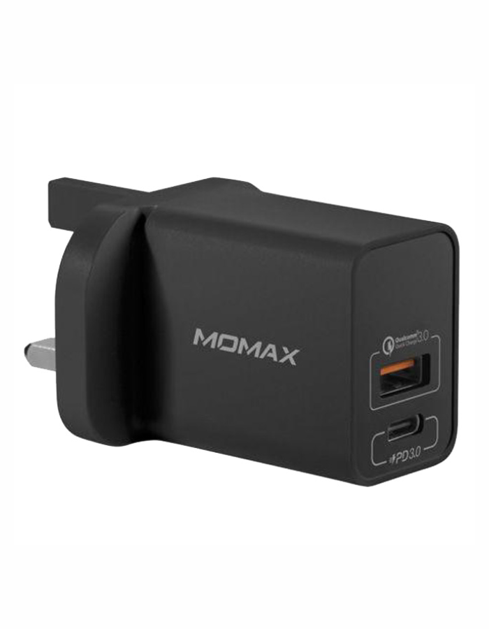 Momax 20W 2 Port USB Fast Charger - Black