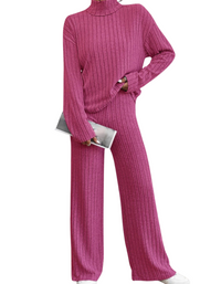 SHOPIQAT Casual High Collar Knitted Long Sleeve Women's Knitted Two-Piece Set - Premium  from kakaclo - Just $11.900! Shop now at shopiqat