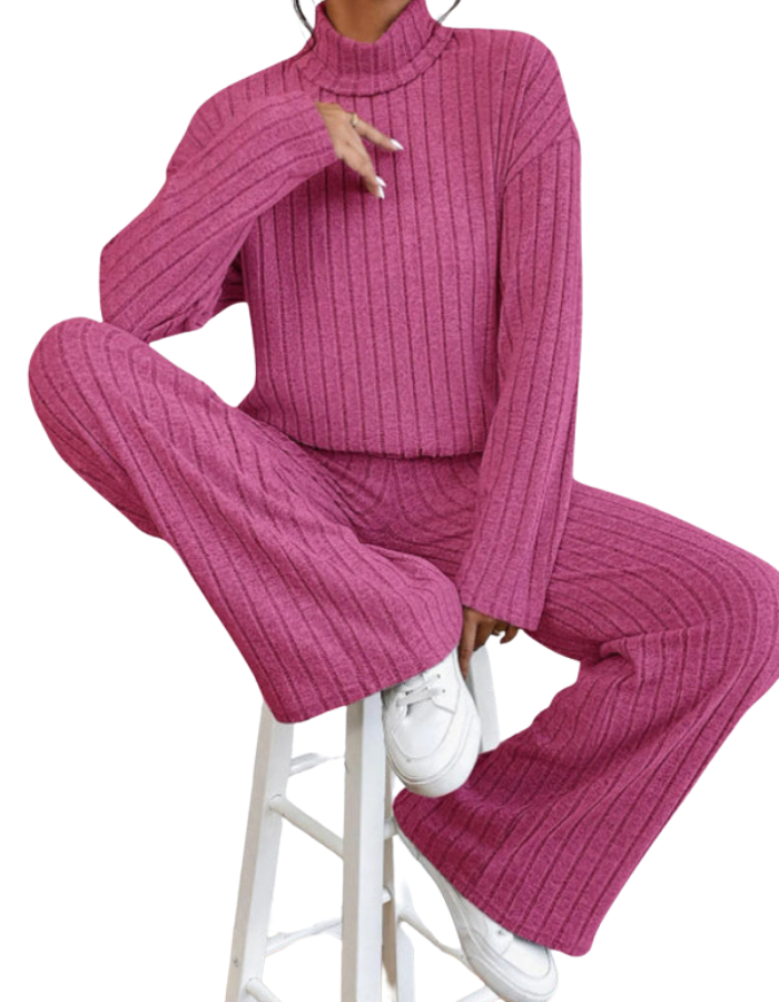 SHOPIQAT Casual High Collar Knitted Long Sleeve Women's Knitted Two-Piece Set - Premium  from kakaclo - Just $11.900! Shop now at shopiqat