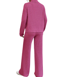 SHOPIQAT Casual High Collar Knitted Long Sleeve Women's Knitted Two-Piece Set - Premium  from kakaclo - Just $11.900! Shop now at shopiqat