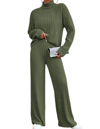 SHOPIQAT Casual High Collar Knitted Long Sleeve Women's Knitted Two-Piece Set - Premium  from kakaclo - Just $11.900! Shop now at shopiqat