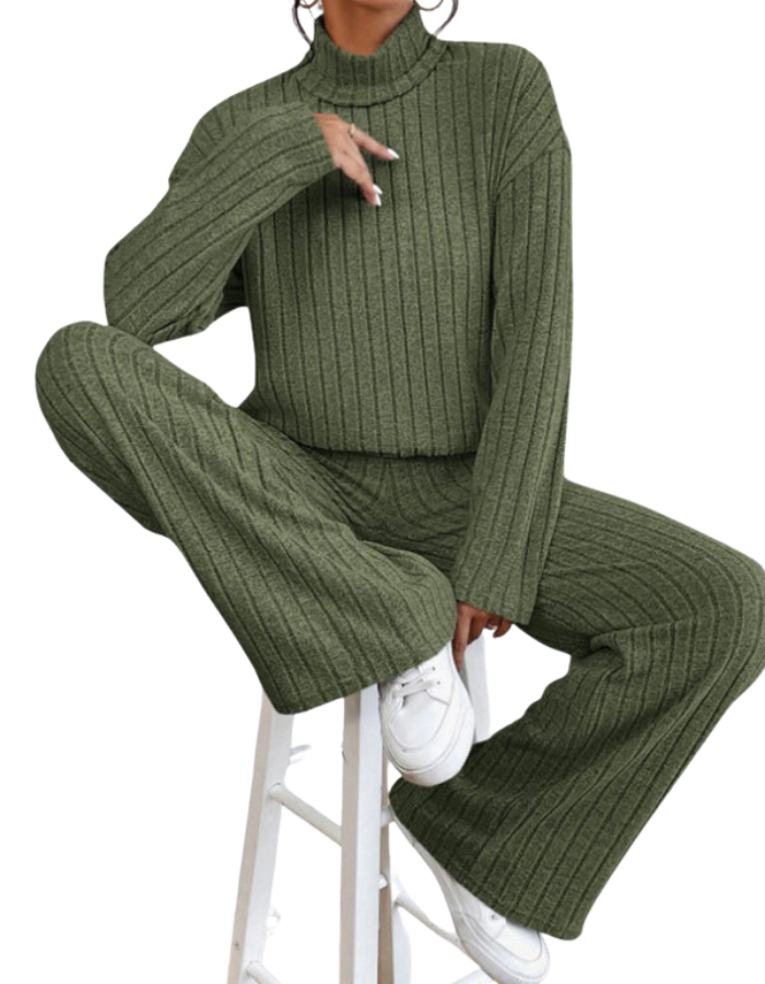 SHOPIQAT Casual High Collar Knitted Long Sleeve Women's Knitted Two-Piece Set - Premium  from kakaclo - Just $11.900! Shop now at shopiqat