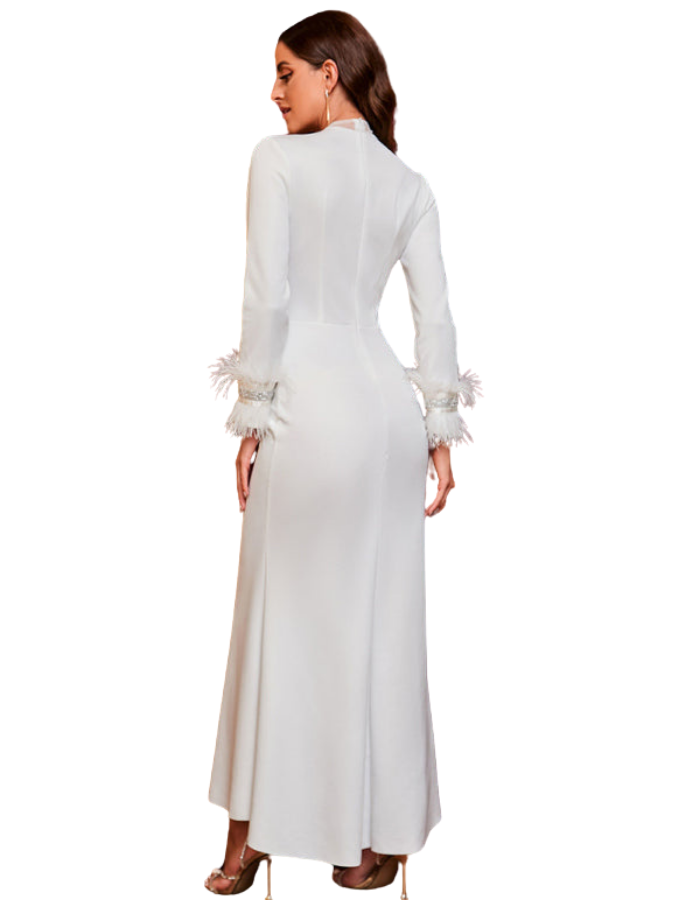 SHOPIQAT Woman's New Hot Drill Deep V Slit Feather Dress - Premium  from shopiqat - Just $13.900! Shop now at shopiqat