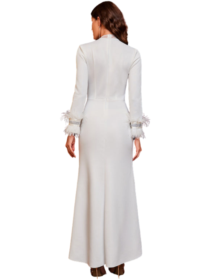SHOPIQAT Woman's New Hot Drill Deep V Slit Feather Dress - Premium  from shopiqat - Just $13.900! Shop now at shopiqat