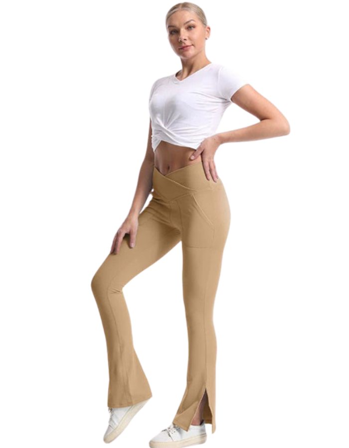 SHOPIQAT Slit Micro High Waist Elastic Hip Lifting Abdomen Dance Casual Sports Trousers - Premium  from shopiqat - Just $10.400! Shop now at shopiqat