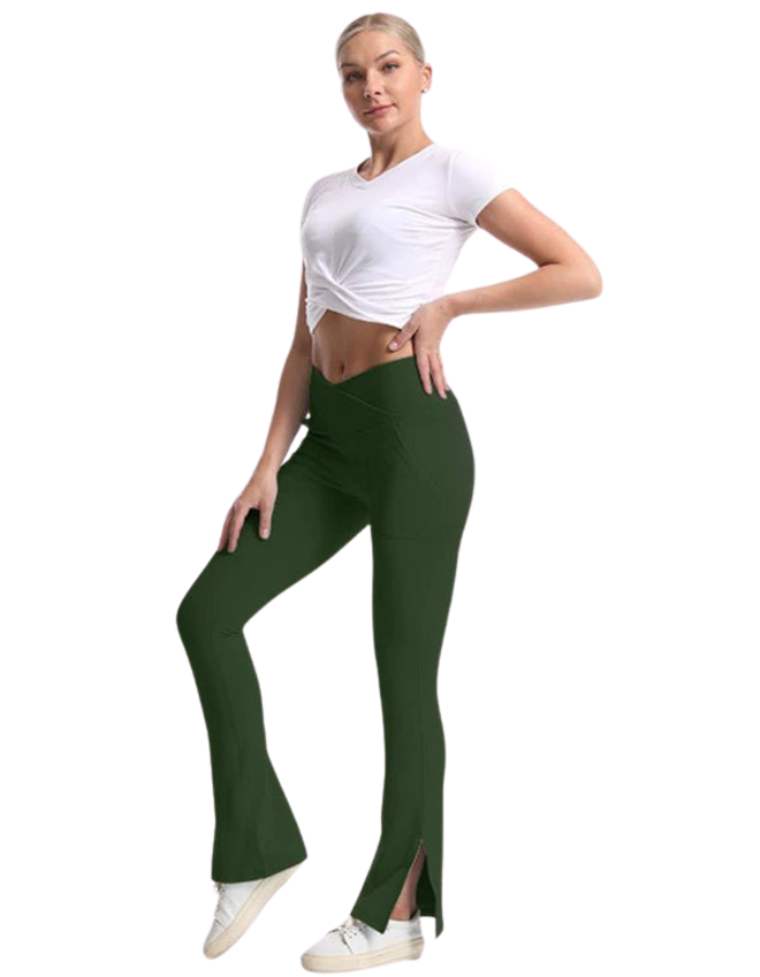 SHOPIQAT Slit Micro High Waist Elastic Hip Lifting Abdomen Dance Casual Sports Trousers - Premium  from shopiqat - Just $10.400! Shop now at shopiqat