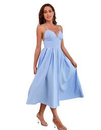 SHOPIQAT  Woman's Spring and Summer New Suspenders Swing Dress