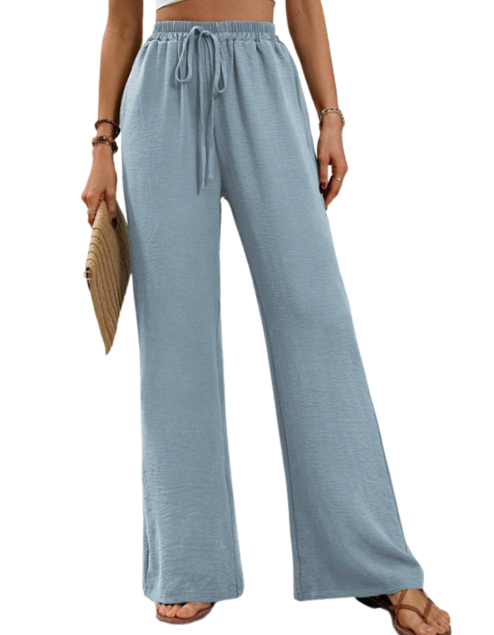 SHOPIQAT Comfortable Casual Wide Leg Pants with Elastic Waist - Premium  from shopiqat - Just $8.950! Shop now at shopiqat