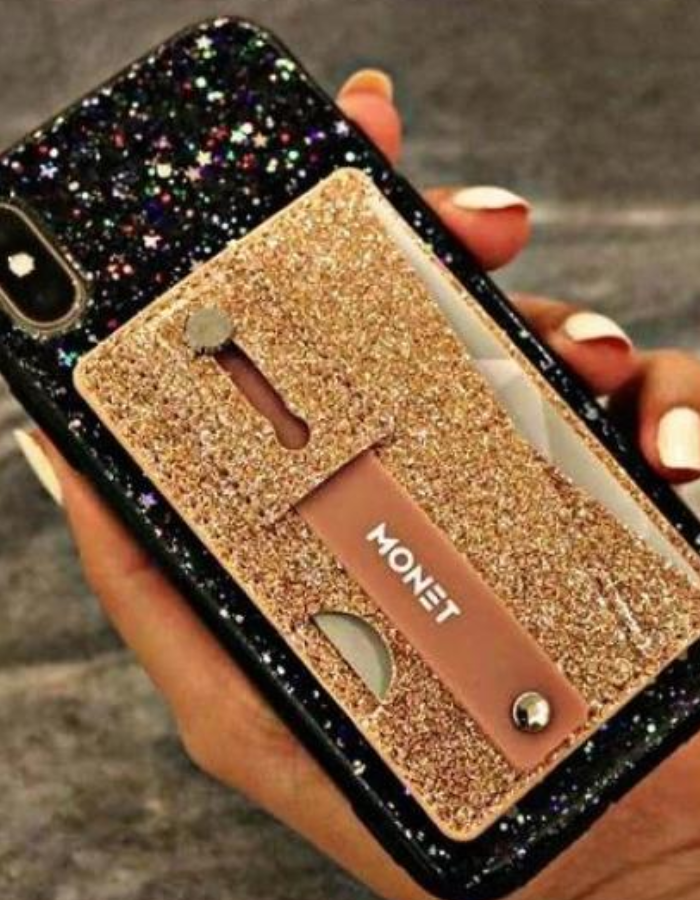 Monet Wallet Kickstand -  Rose Gold Glitter