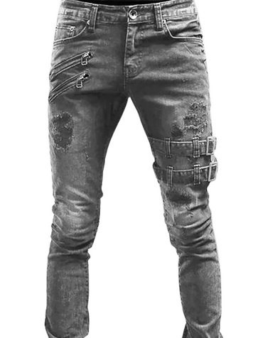 SHOPIQAT Men's Fashion Mid Waist Ripped Slim Jeans - Premium  from shopiqat - Just $11.400! Shop now at shopiqat
