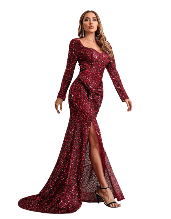 SHOPIQAT Women's New Long Sleeve Sequin Maxi Dress - Premium  from shopiqat - Just $18.250! Shop now at shopiqat