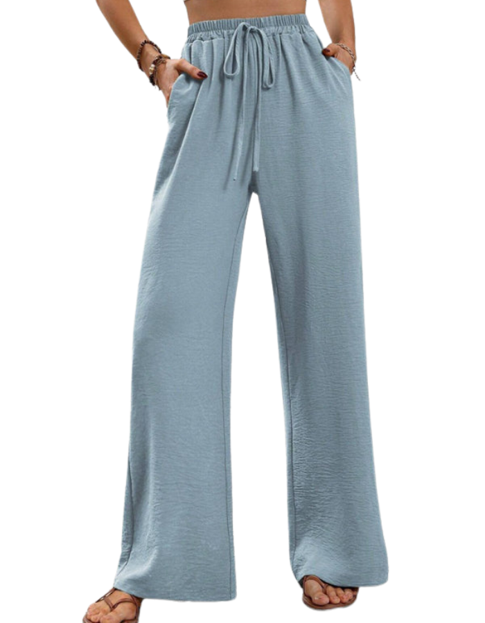 SHOPIQAT Comfortable Casual Wide Leg Pants with Elastic Waist - Premium  from shopiqat - Just $8.950! Shop now at shopiqat