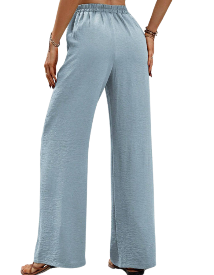 SHOPIQAT Comfortable Casual Wide Leg Pants with Elastic Waist - Premium  from shopiqat - Just $8.950! Shop now at shopiqat