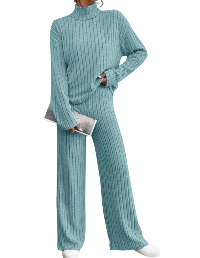 SHOPIQAT Casual High Collar Knitted Long Sleeve Women's Knitted Two-Piece Set - Premium  from kakaclo - Just $11.900! Shop now at shopiqat
