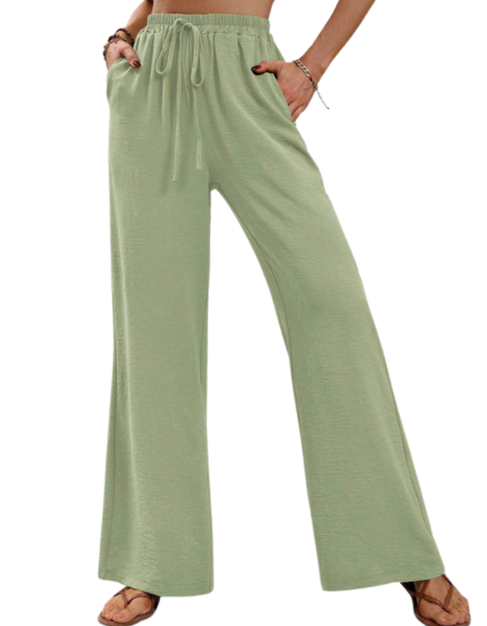 SHOPIQAT Comfortable Casual Wide Leg Pants with Elastic Waist - Premium  from shopiqat - Just $8.950! Shop now at shopiqat