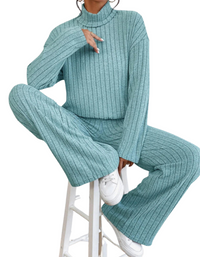 SHOPIQAT Casual High Collar Knitted Long Sleeve Women's Knitted Two-Piece Set - Premium  from kakaclo - Just $11.900! Shop now at shopiqat
