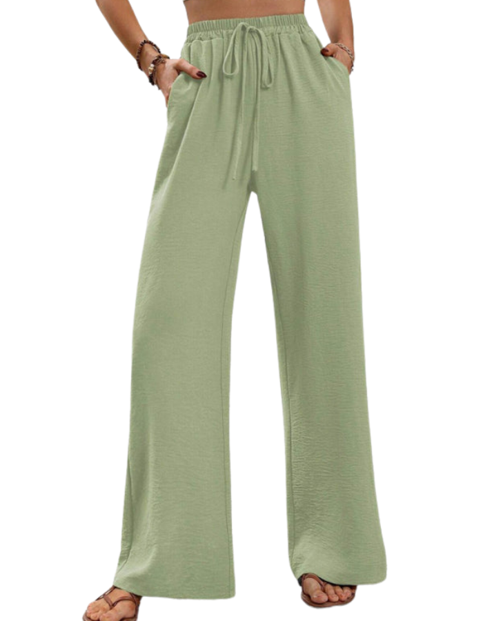 SHOPIQAT Comfortable Casual Wide Leg Pants with Elastic Waist - Premium  from shopiqat - Just $8.950! Shop now at shopiqat