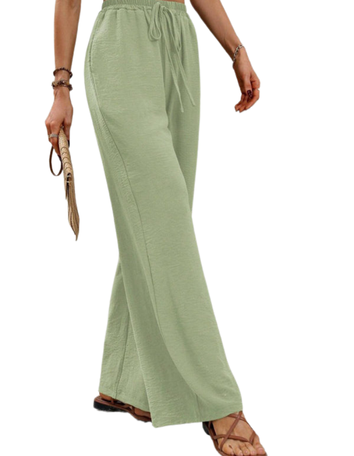 SHOPIQAT Comfortable Casual Wide Leg Pants with Elastic Waist - Premium  from shopiqat - Just $8.950! Shop now at shopiqat