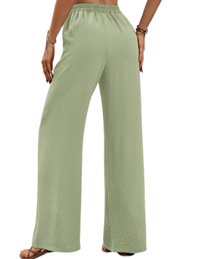 SHOPIQAT Comfortable Casual Wide Leg Pants with Elastic Waist - Premium  from shopiqat - Just $8.950! Shop now at shopiqat
