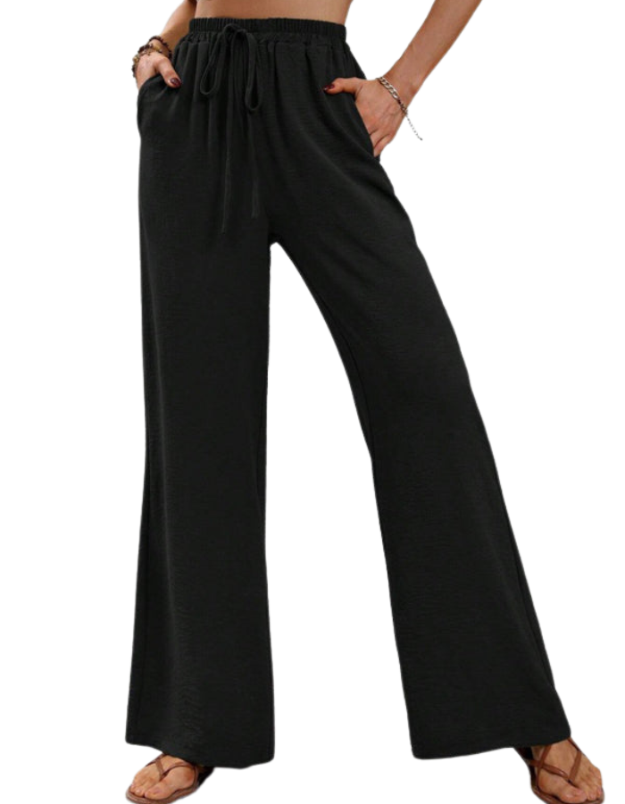 SHOPIQAT Comfortable Casual Wide Leg Pants with Elastic Waist - Premium  from shopiqat - Just $8.950! Shop now at shopiqat