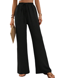 SHOPIQAT Comfortable Casual Wide Leg Pants with Elastic Waist - Premium  from shopiqat - Just $8.950! Shop now at shopiqat