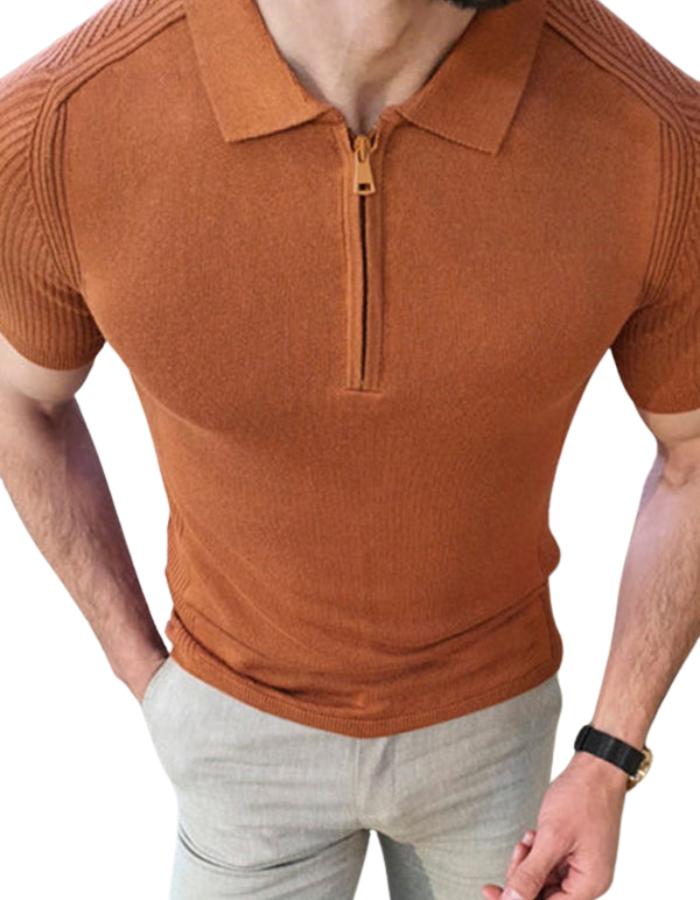 SHOPIQAT Men's New Knitted Sweater Slim Fit Polo Collar Short-Sleeved Top - Premium  from shopiqat - Just $9.500! Shop now at shopiqat