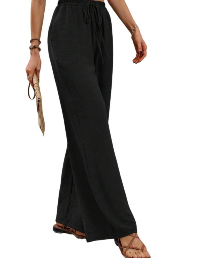 SHOPIQAT Comfortable Casual Wide Leg Pants with Elastic Waist - Premium  from shopiqat - Just $8.950! Shop now at shopiqat