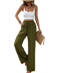 SHOPIQAT Comfortable Casual Wide Leg Pants with Elastic Waist - Premium  from shopiqat - Just $8.950! Shop now at shopiqat